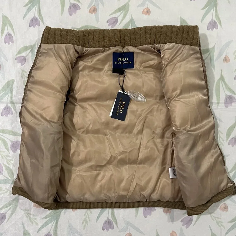 Ralph Lauren Cable Knit Down Vest Brown - Picture 4 of 9